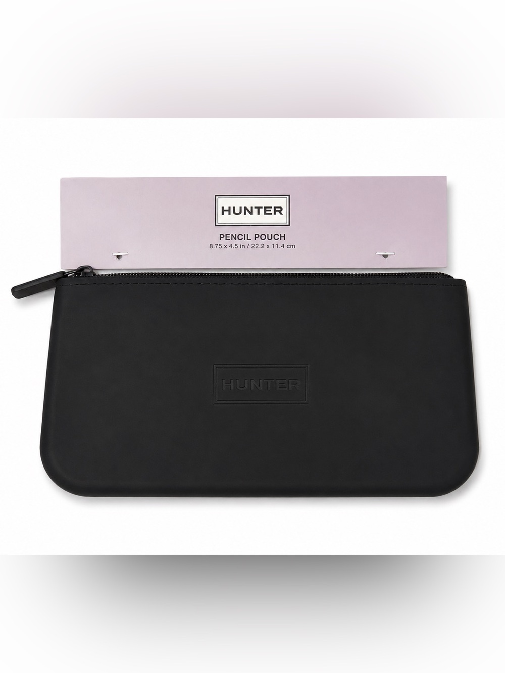 Hunter Pencil Pouch Black Matte Rubber Zip Case Cosmetic Makeup Bag NWT